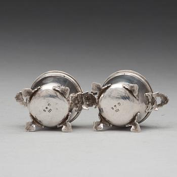 A pair of Swedish 18th century silver miniature bowls and covers, mark of Simson Ryberg, Stockholm 1776.