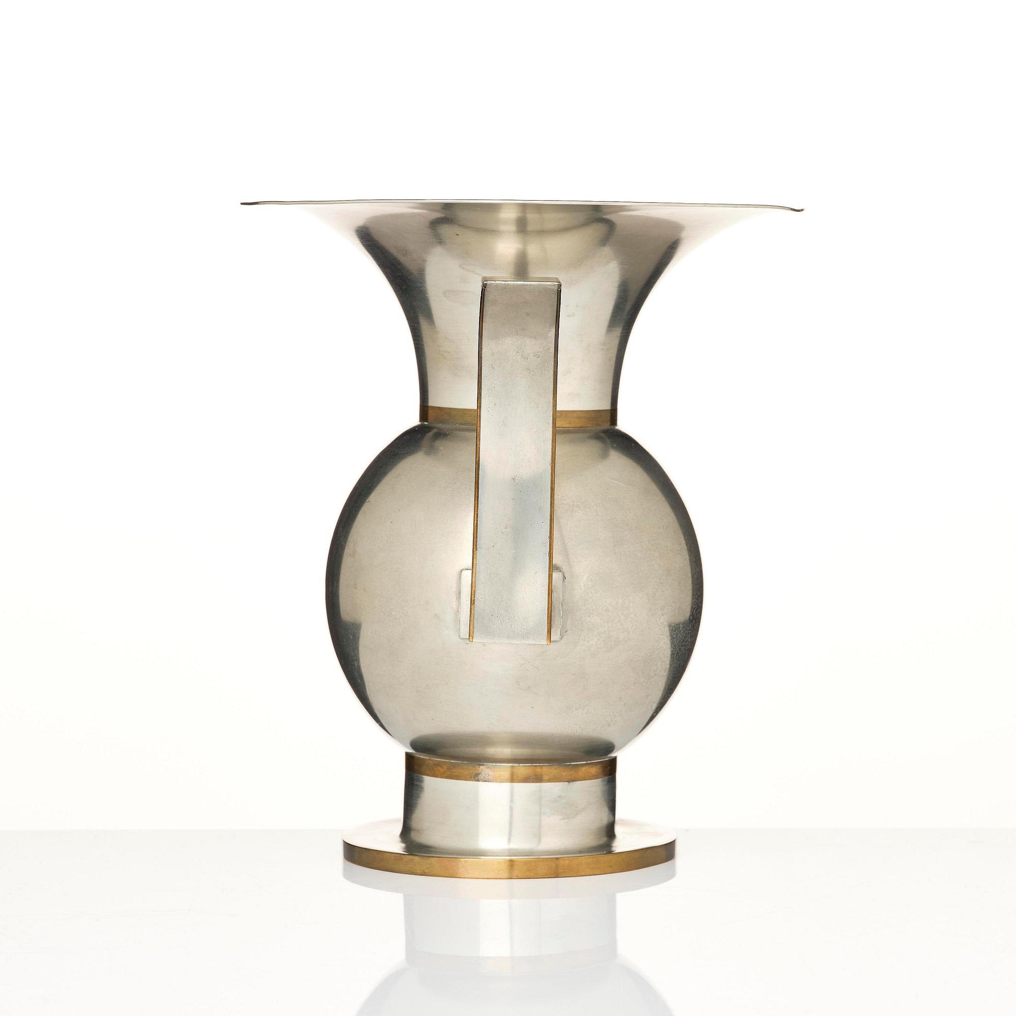 Nils Fougstedt, a rare pewter and brass vase model A 903, Firma Svenskt Tenn, Stockholm, 1929.