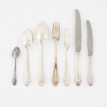 A 119-piece silver flat wear set, "Haga", mostly from Skandia Silver-& Nysilver Ab, Sweden, 1933-1951.