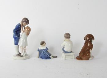 FIGURINER, 4 st, porslin, Bing & Gröndal, Danmark.