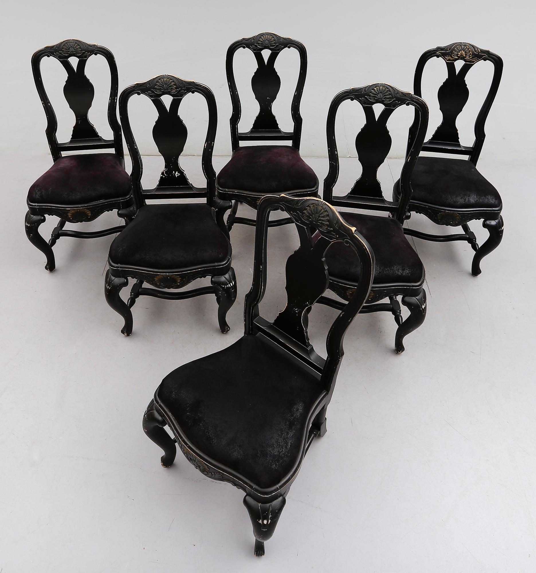 STOLAR, 6 st, senbarockstil, 1900-talets första hälft.