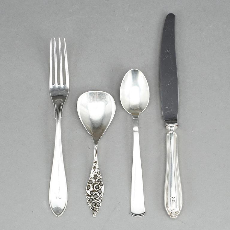 PARTI BESTICK, 27 delar,  silver, bla GAB, Stockholm, 1963. Total vikt ca 404g.