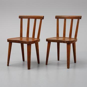 Axel Einar Hjorth, a set of six stained pine "Utö" chairs, Nordiska Kompaniet, Sweden.