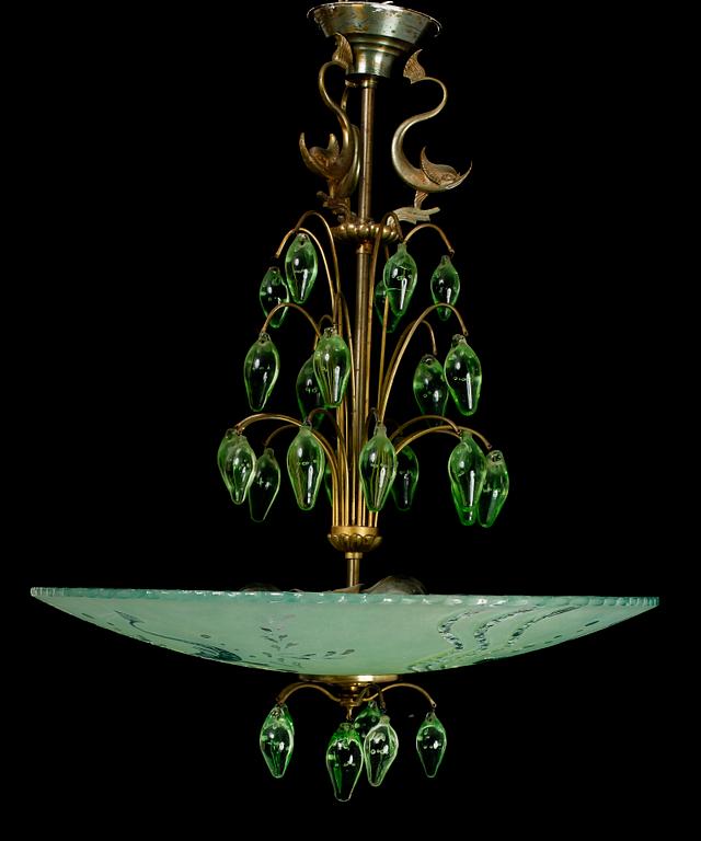 TAKLAMPA, Orrefors, 1900-talets mitt. Höjd 60 cm.