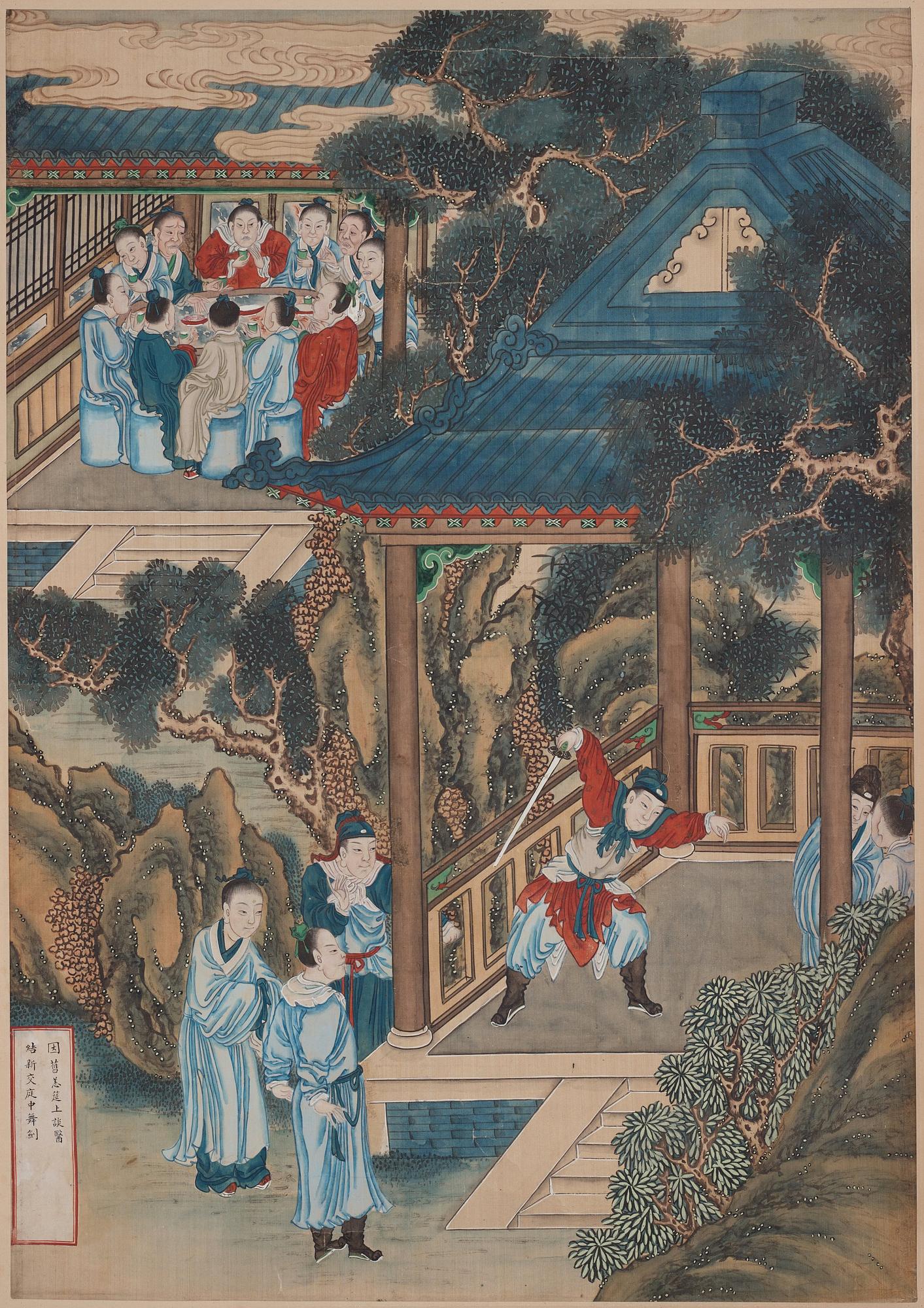 Rullmålning, okänd konstnär, akvarell och tusch på papper, Qing dynasty, 19th Century.