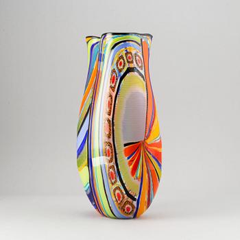 Schiavon, a multi coloured glass vase, "Arlecchino", Murano, Italy 2015, 1/1.