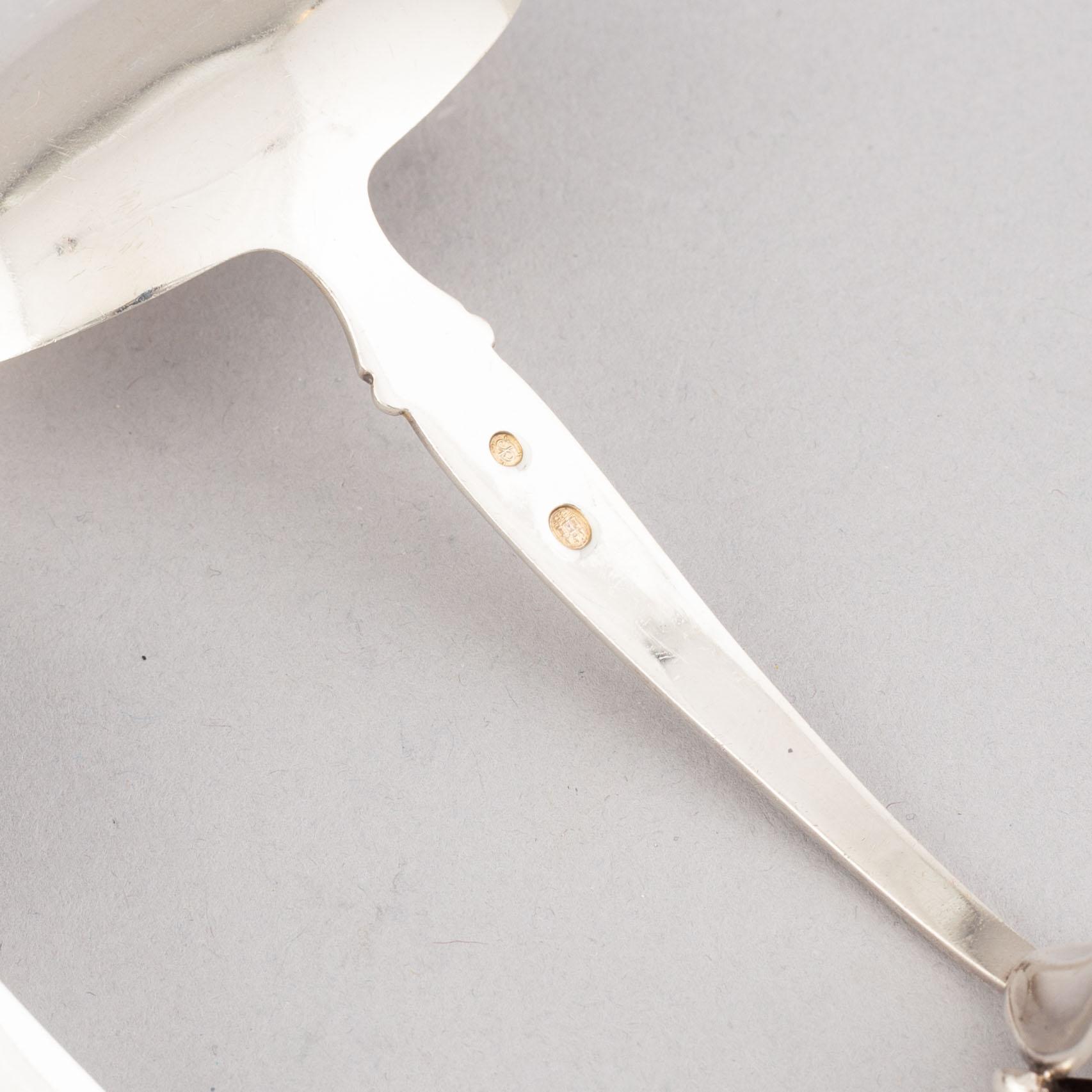 Georg Jensen, saltkar och småskedar, 6 st, sterling silver, Köpenhamn, 1900-talets mitt.