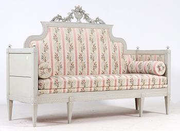 SOFFA samt STOLAR, 4 st, Louis XVI-stil, 1800-tal.