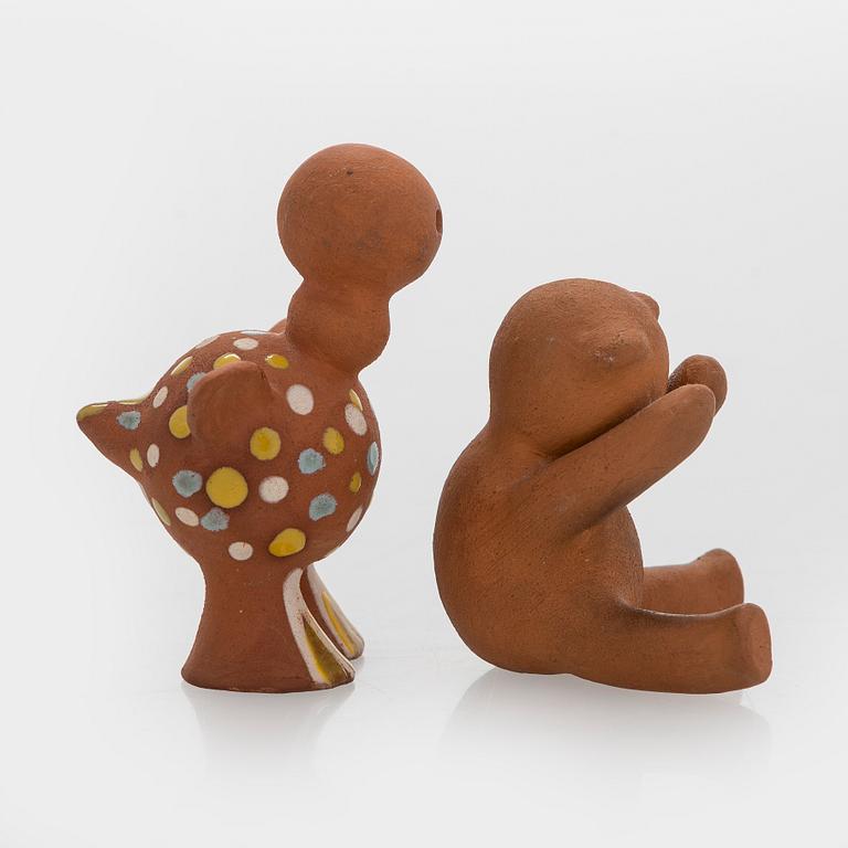 Marita Lybeck, Two red clay figurines, signed ML.