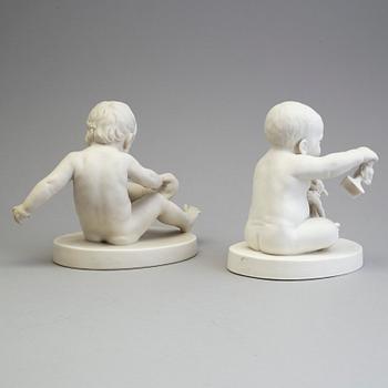 FIGURER, två st, parian, Gustafsberg 1900 och 1910.