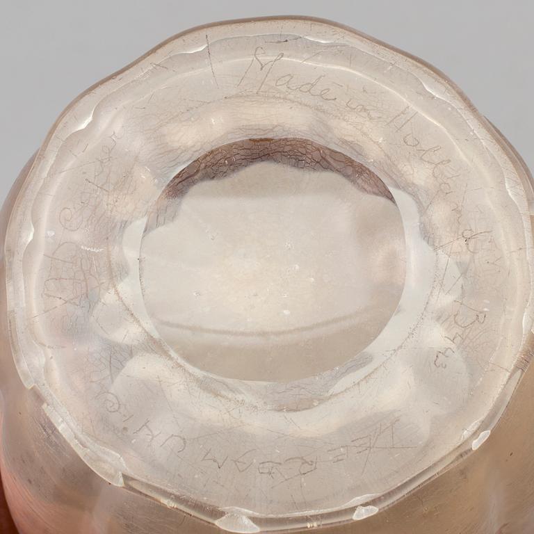 An Andries Dirk Copier amber coloured tin craquelé glass vase, Leerdam, Holland.