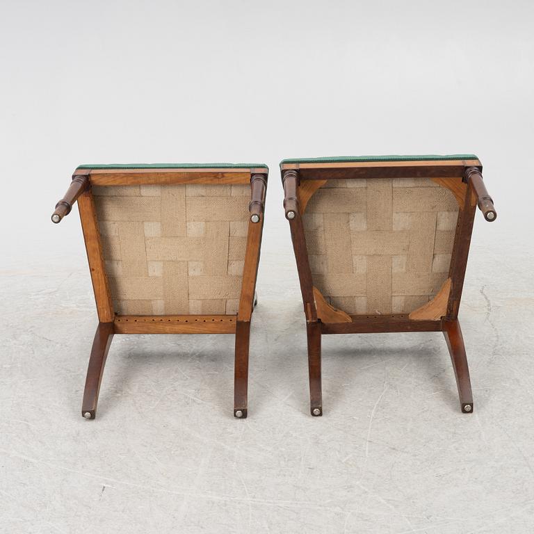 Stolar, 5 st, empirestil, omkring år 1900.