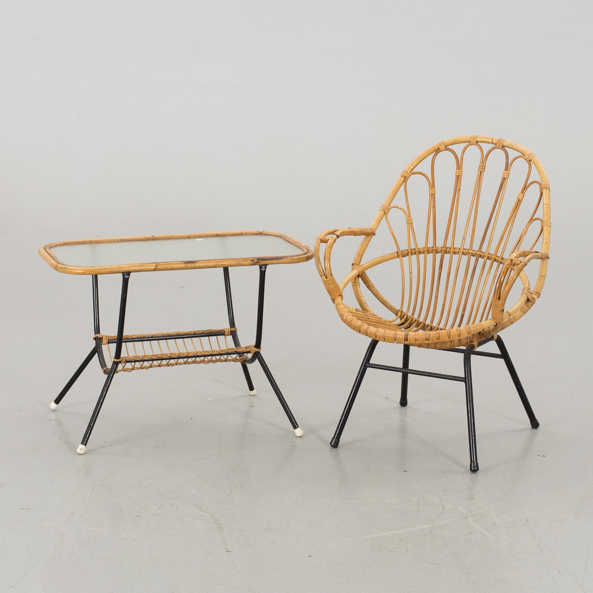 A TABLE AND AN ARMCHAIR. Second half of 20th century.