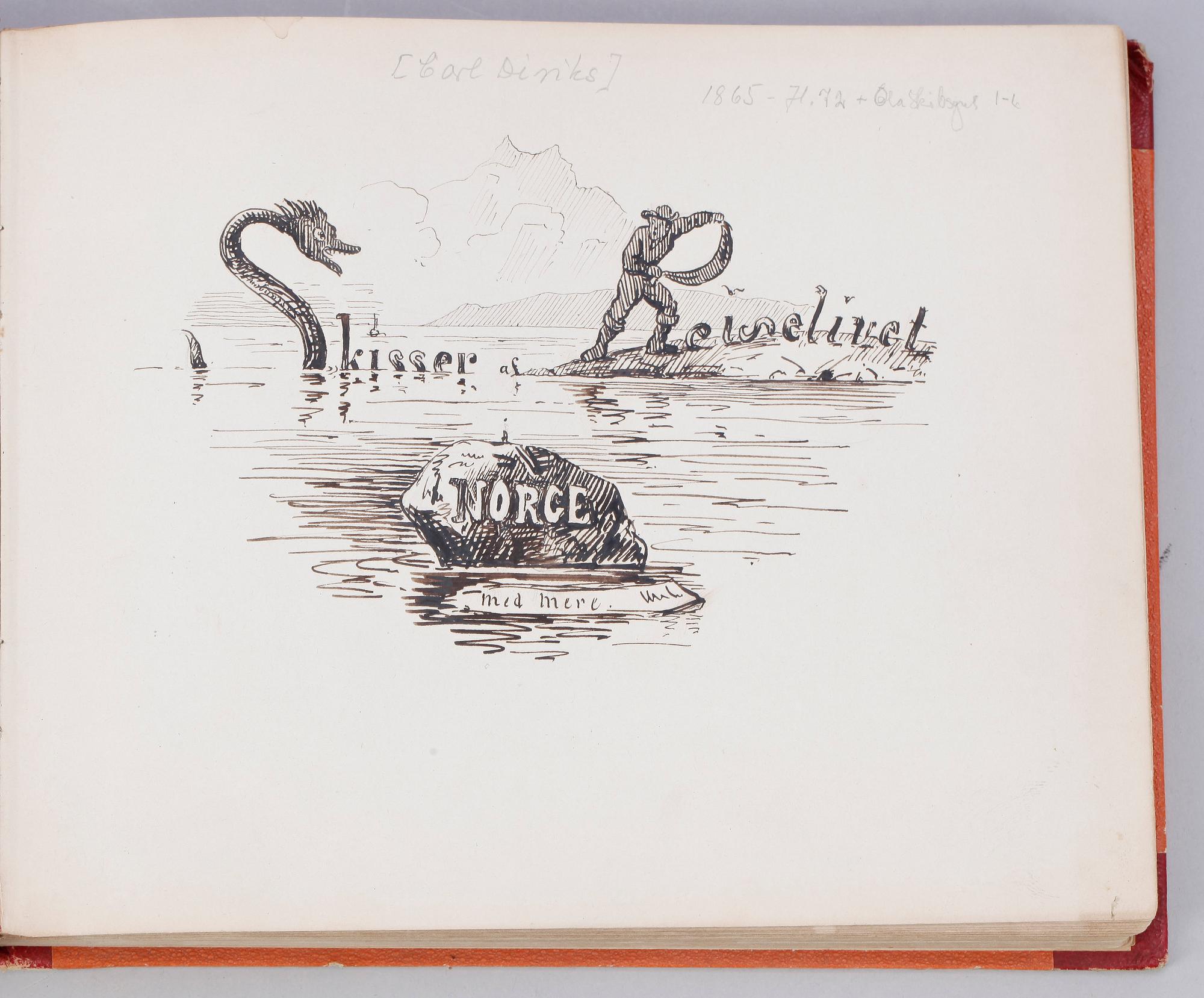 BÖCKER, 2 vol, "Teckningar ur dagens händelser 1847-1852", av F. von Dardel, Stockholm troligen 1848  resp "Skisser af reiselivet i Norge" av CF Diriks, troligen 1865-71.