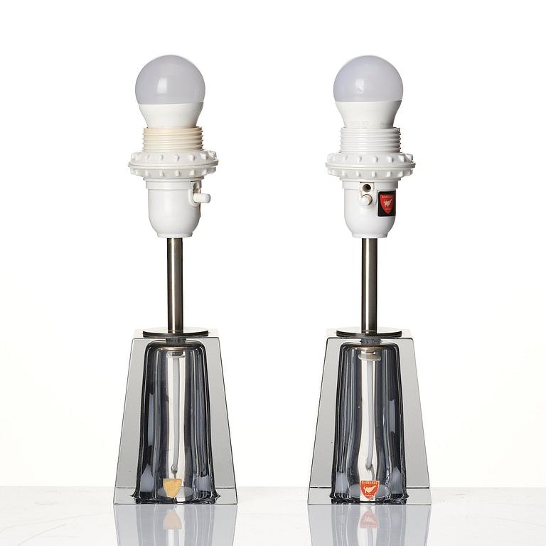 Carl Fagerlund, a pair of table lamps model "RD 1635", Orrefors, 1950s-60s.