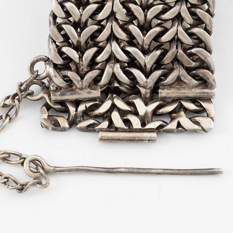Necklace and bracelet silver, likely Mexico.