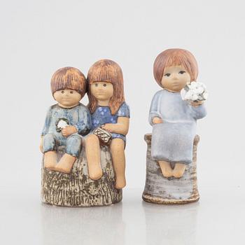 Lisa Larson, two stoneware figurines, 'Blomsterflicka' and 'Syskon', Gustavsberg and Gustavsbergs Studio.