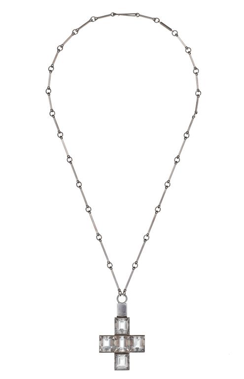 A Wiwen Nilsson sterling and rock crystal pendant and chain, Lund 1943.