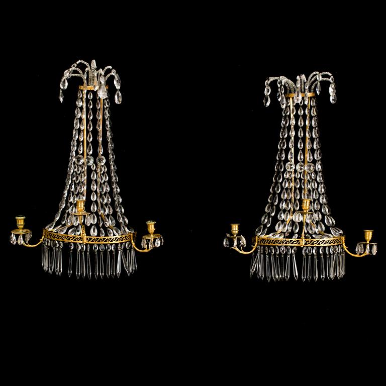 VÄGGLYSTRAR, ett par, Louis XVI, 1700-talets slut.