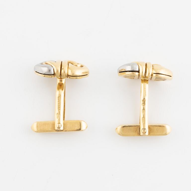 Bulgari, a pair of cufflinks, 18K gold and steel,