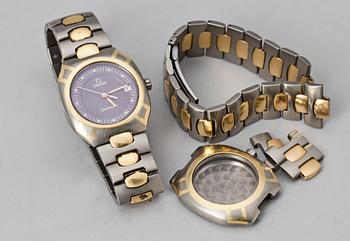 HERRARMBANDSUR SAMT KLOCKDELAR, 1+3 delar, Omega Seamaster Titane, med cert, 1984.