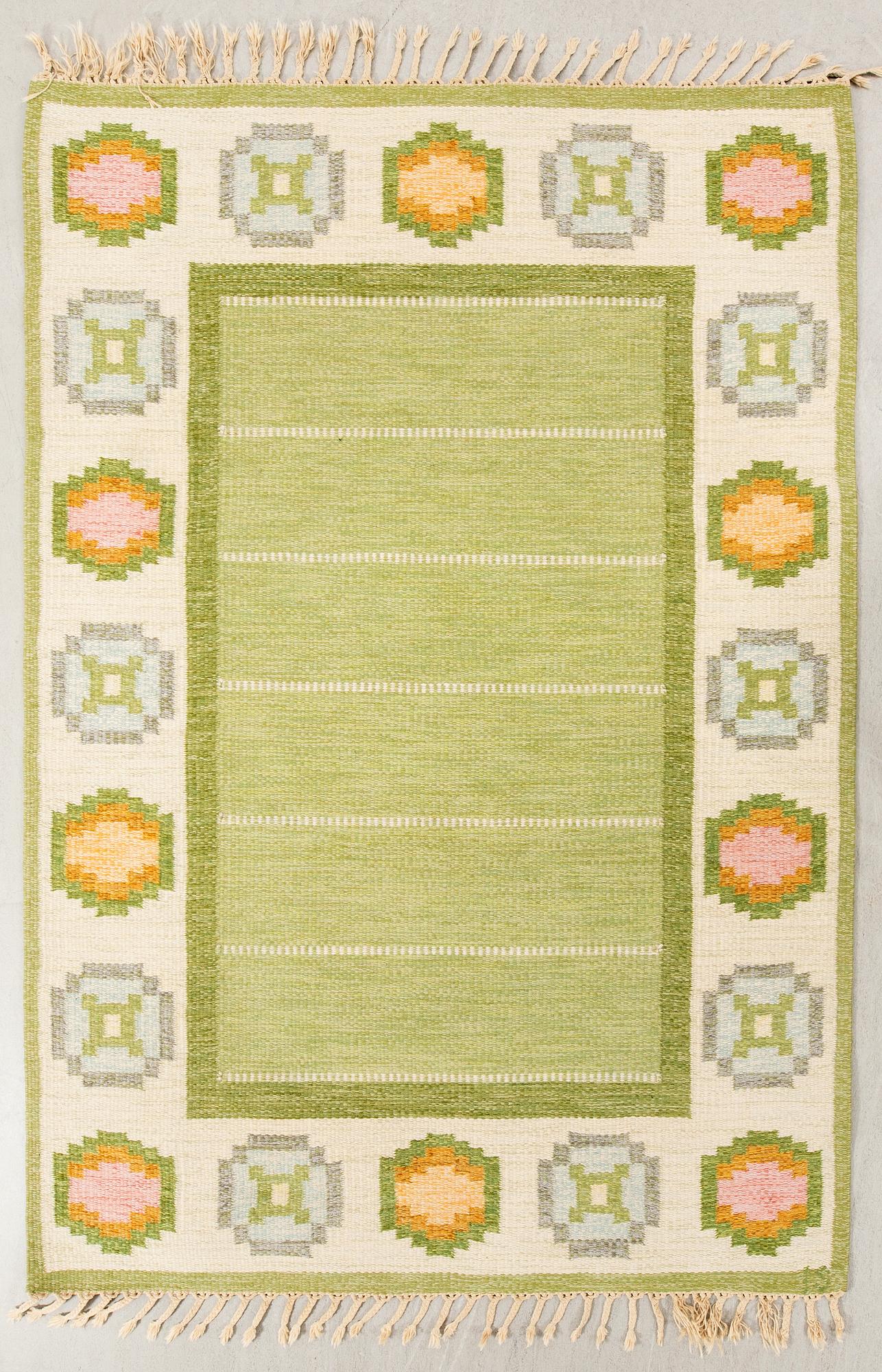 Ingegerd Silow, Matta rölakan signerad ca 203x139 cm.