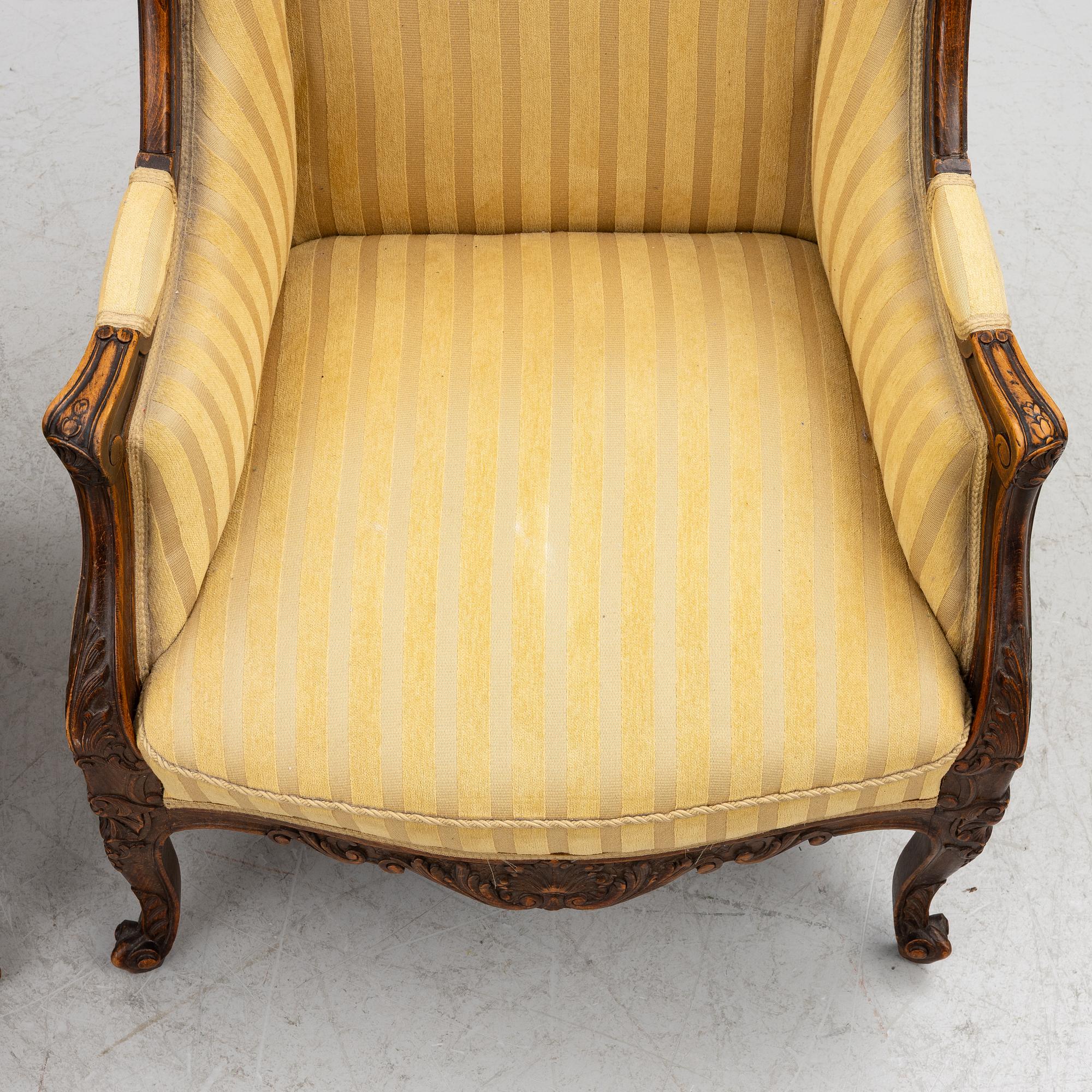 Bergèrer, ett par, rokokostil, 1900-talets först hälft.