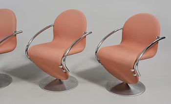 STOLAR, 4 st, Verner Panton för Fritz Hansen, "System 1-2-3", 1970-tal.