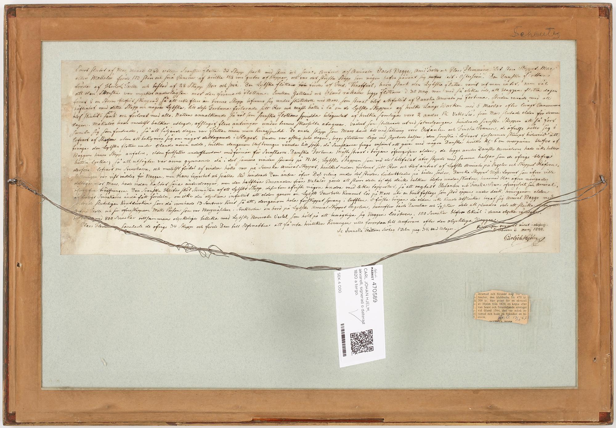 Carl Johan Hjelm, Slaget vid Ölands norra udde 1564.