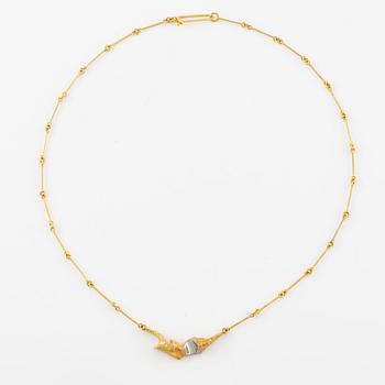 Björn Weckström, necklace 14K gold and platinum, for Lapponia Finland 1988.