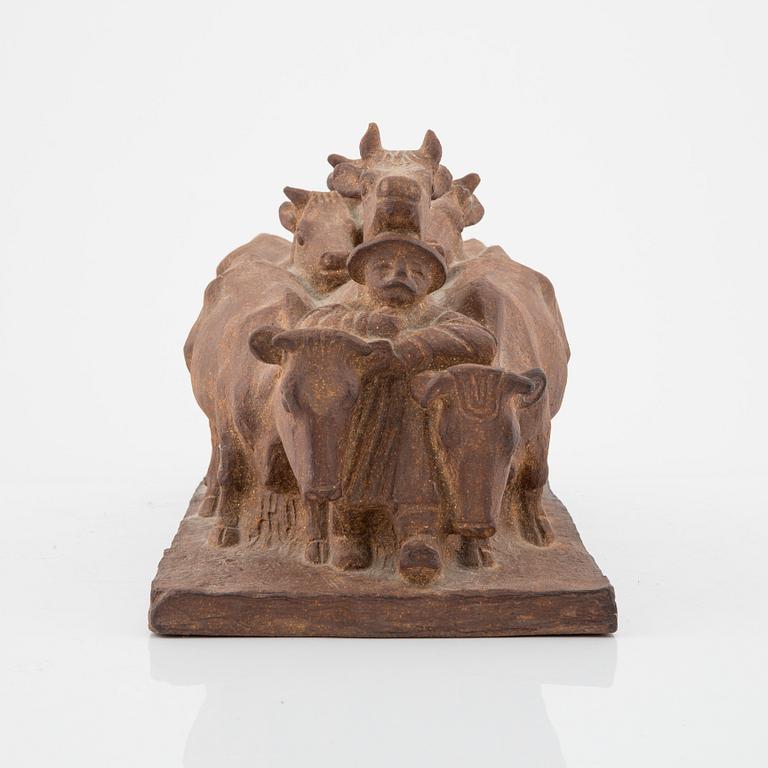 Bing & Gröndahl, figurine/sculpture, teracotte, signed, "Oxspann".