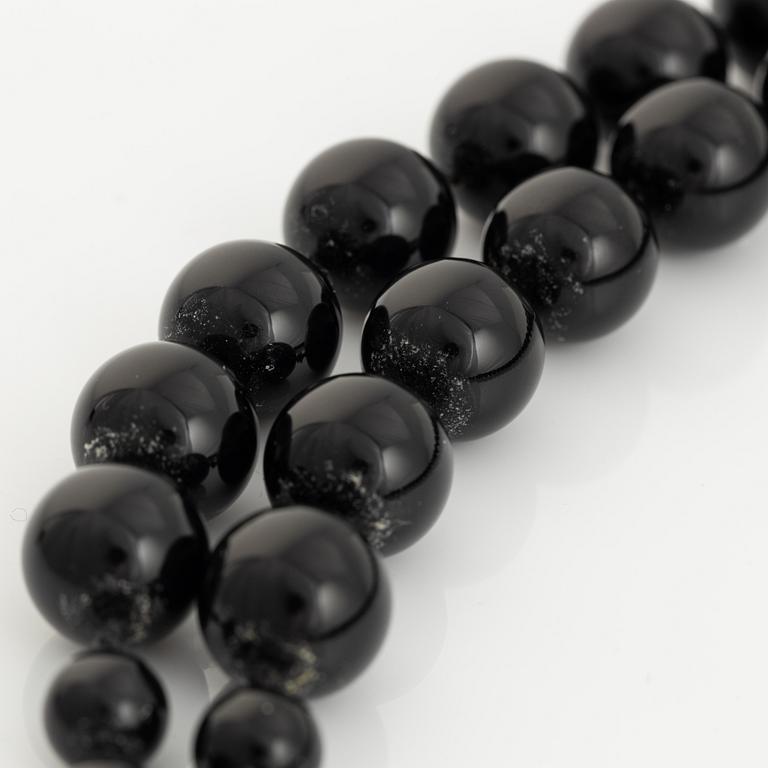 Etsuko Minowa, sterling silver with calibrated black stone bead necklace.