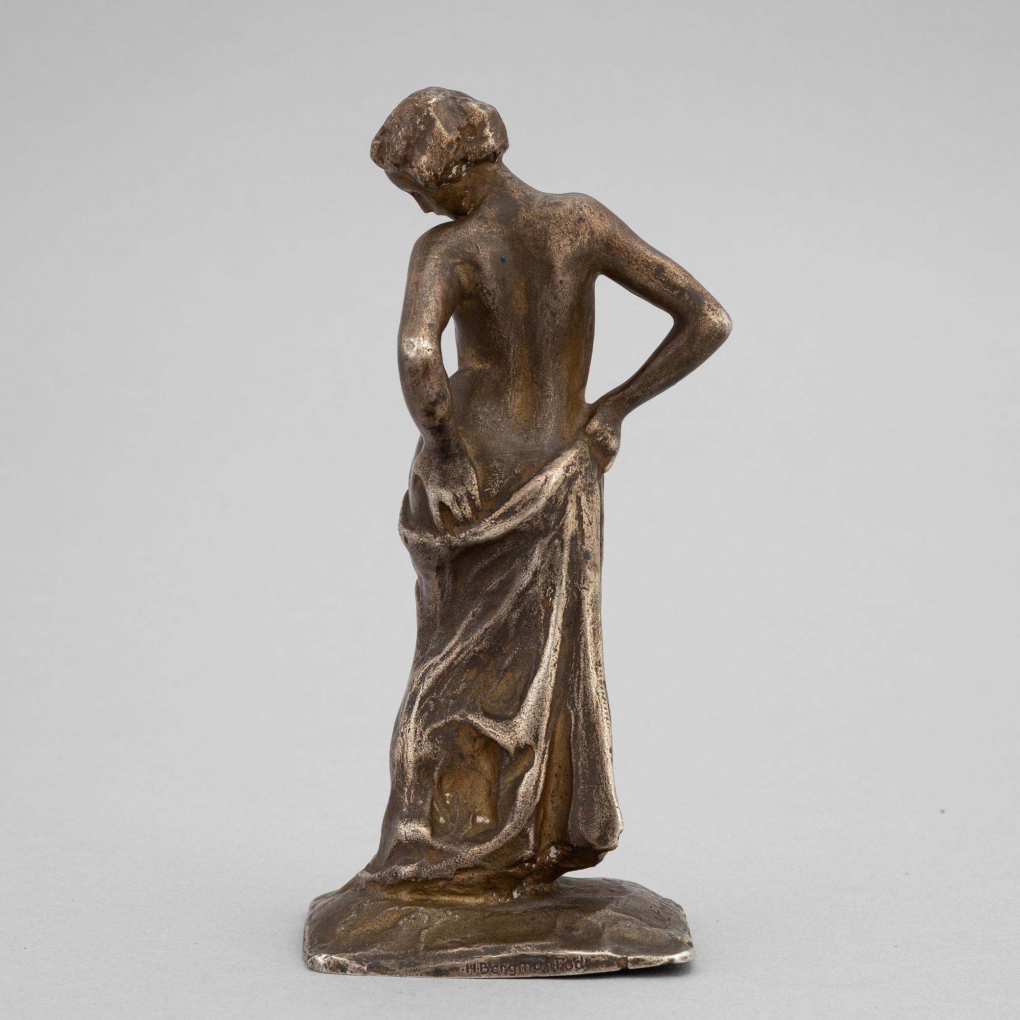 Carl Eldh, skulptur, silver. Signerad och daterad 1908. Gjutarstämplar H Bergman fud.
