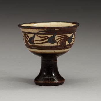 A cizhou stem cup, Yuan dynasty (1271-1368).