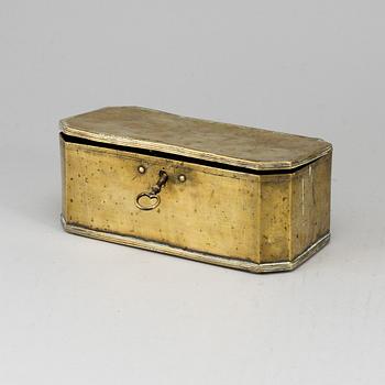 An 18th century brass box.