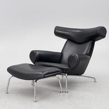 Hans J. Wegner, An 'Ox Chair' with ottoman, EJ-100, Erik Jørgensen Møbelfabrik A/S, Svendborg, Denmark.