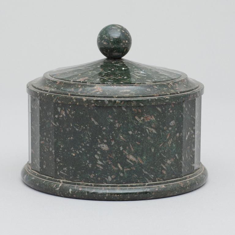 A Swedish Empire 19th century porphyry butter box.