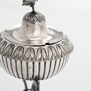 A lidded silver sugar bowl, maker's mark of Gustaf Grönholm, Helsinki 1825.