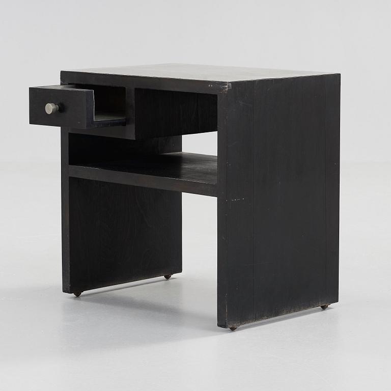 An Uno Åhrén black lacquered birch and pewter side table, Svenskt Tenn, Stockholm ca 1930.