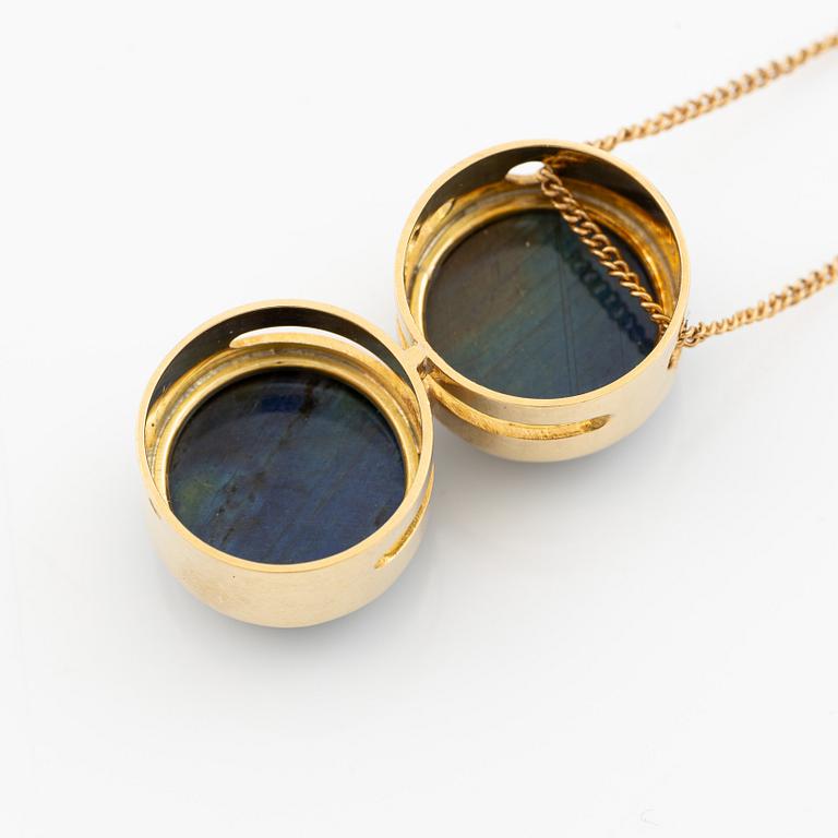Pendant with chain 18K gold with spectrolite.