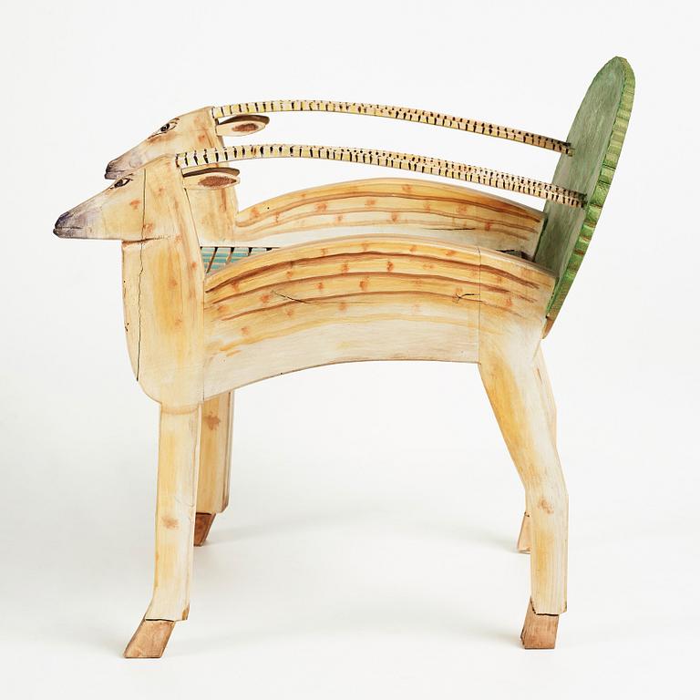 Gérard Rigot, a sculptural chair, France, signed and dated 1992.