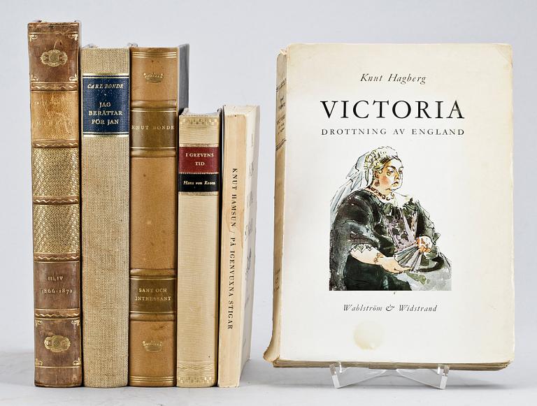 BOKPARTI, 6 delar, biografier samt memoarer, "Victoria, Drottning av England" av Knut Hagberg, Stockholm 1947.