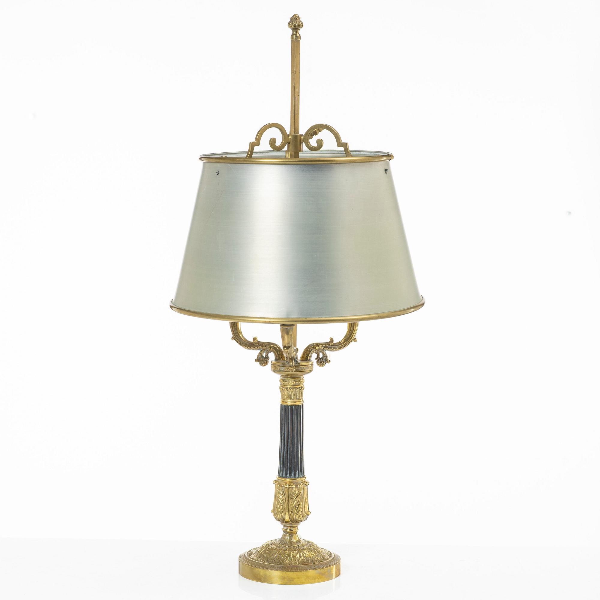 Einar Bäckströms Metallvarufabrik, bordslampa, modell 5412, sk. "Bouillottelampa", 1900-talets andra hälft.