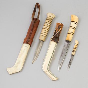 Three 20th century Sami reindeer horn knives.