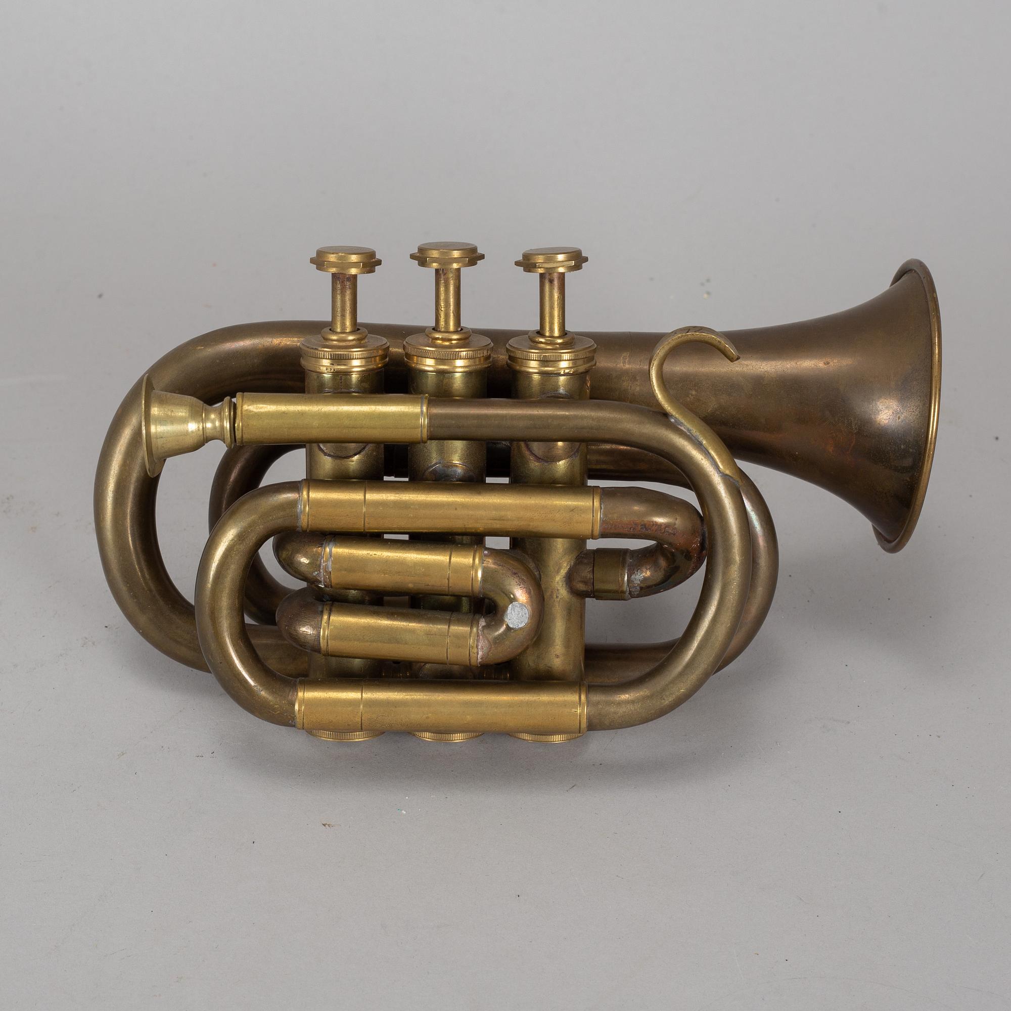 A brass "pocket trumpet", 20th century.