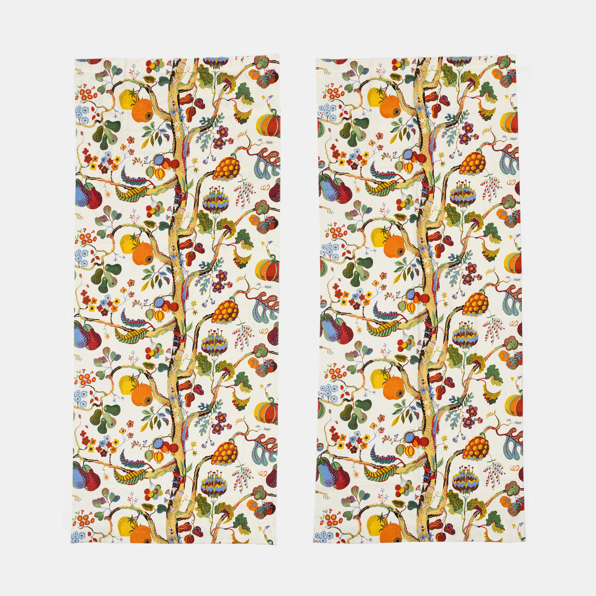Josef Frank, gardiner, ett par, "Vegetable Tree", Firma Svenskt Tenn.