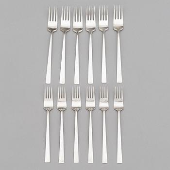 Bertel Gardberg, A 42-piece set of "Birgitta" silver cutlery, marked BG, Hopeatehdas oy, Helsinki 1956-65.