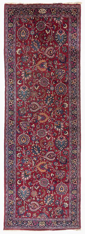 A semi-antik Mashad, signed Saber, carpet, ca 460 x 152 cm.
