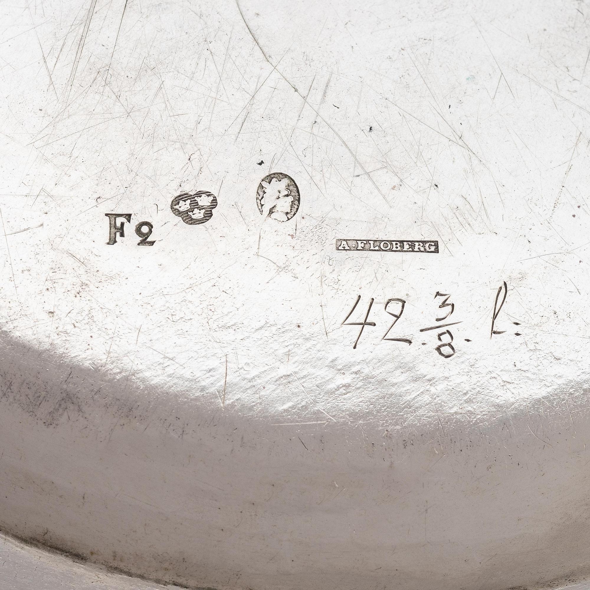 Six Swedish silver plates, marks of Arvid Floberg 1788.