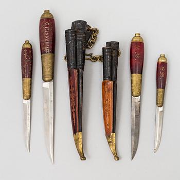 Two puukko double knives by Antti Mäenpänen Finland dated 1898.